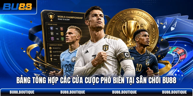 Bảng tổng hợp các cửa cược phổ biến tại sân chơi BU88